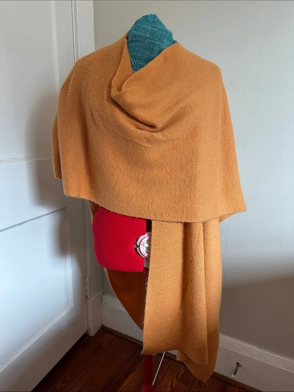 Women's Alpaca Knit Wrap Shawl in Salmon